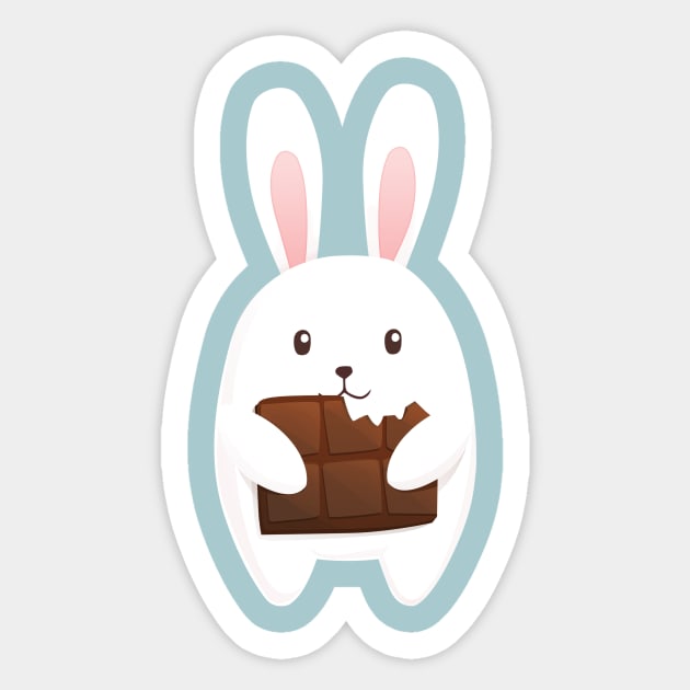 Little cute bunny with chocolate Sticker by Olya Yatsenko